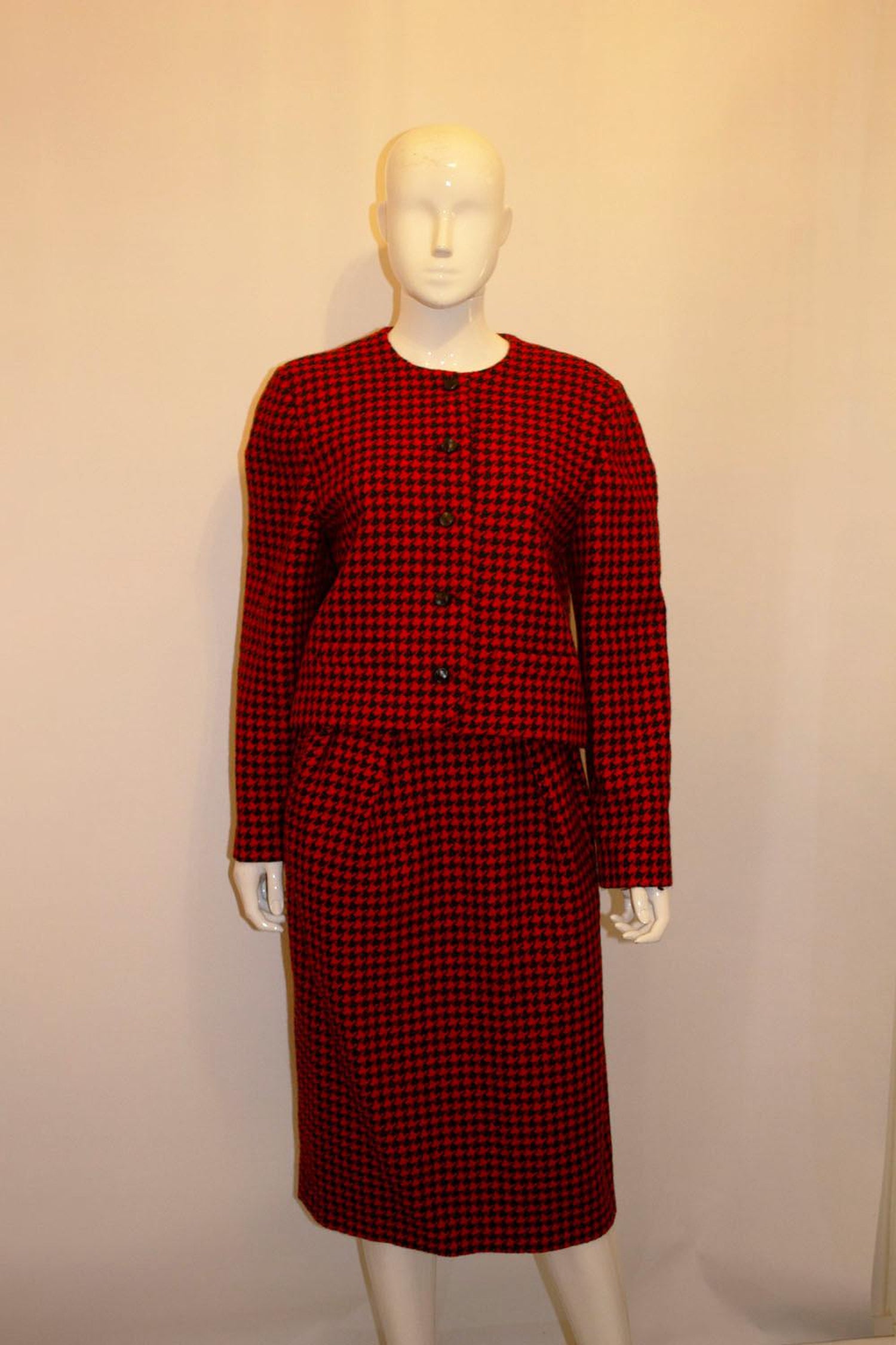 Vintage Couture Made Orange and Black Skirt Suit