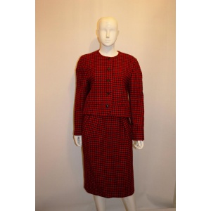Vintage Couture Made Orange and Black Skirt Suit