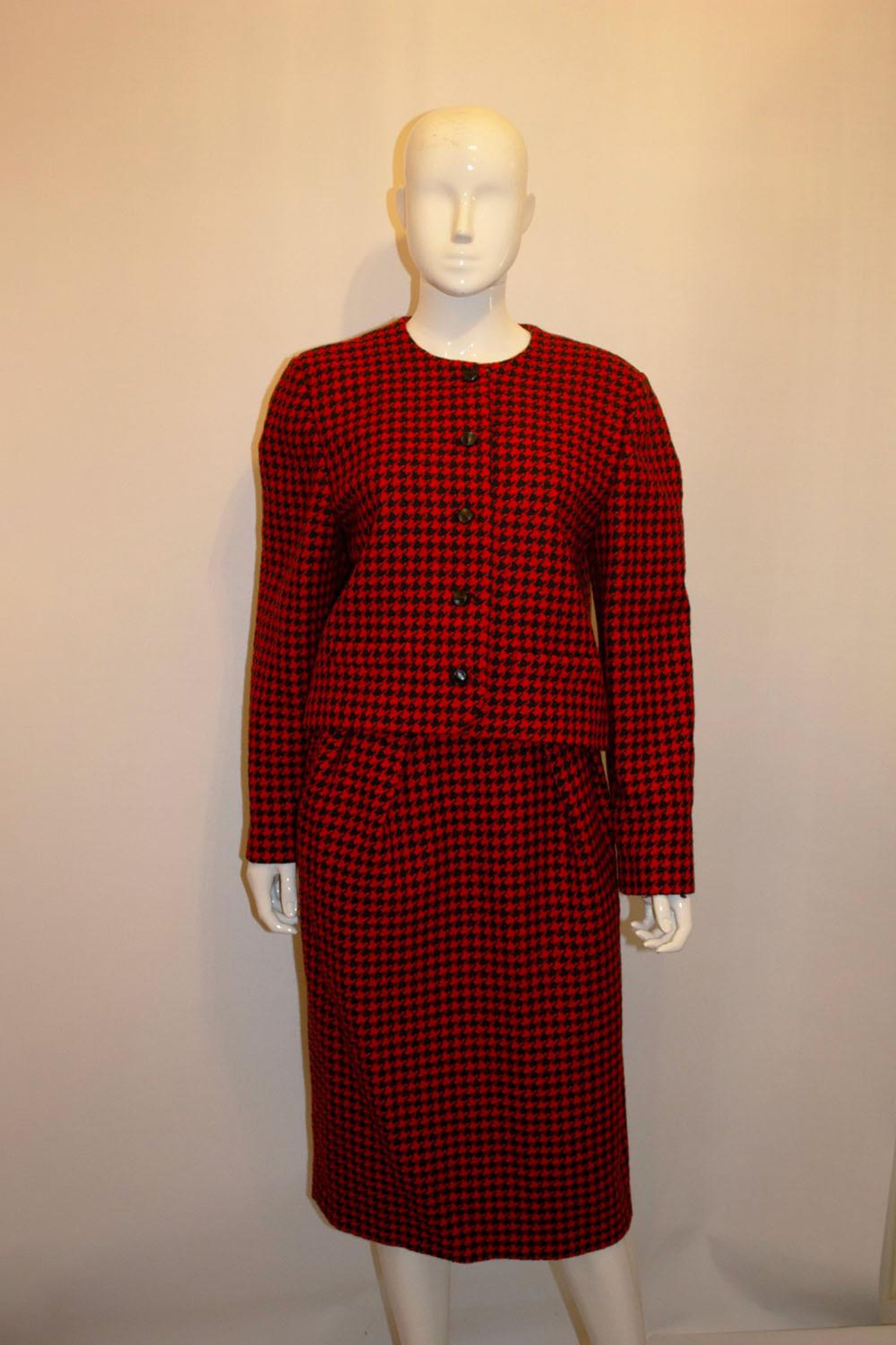 Vintage Couture Made Orange and Black Skirt Suit