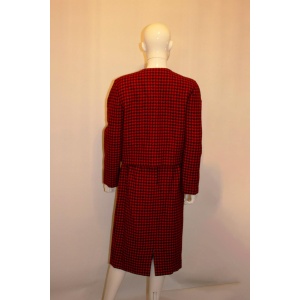 Vintage Couture Made Orange and Black Skirt Suit