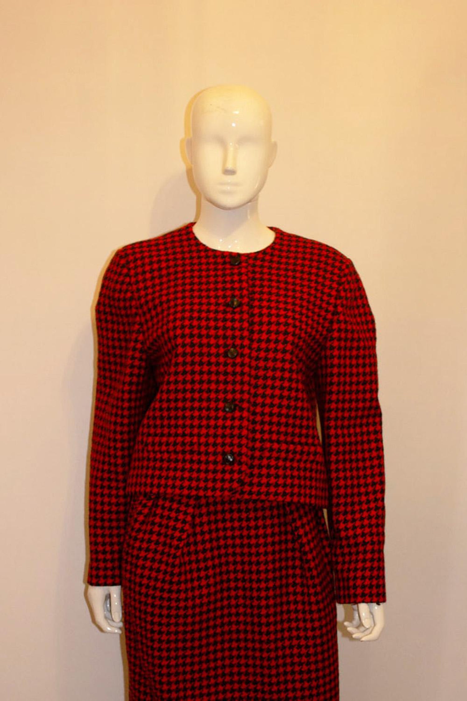 Vintage Couture Made Orange and Black Skirt Suit