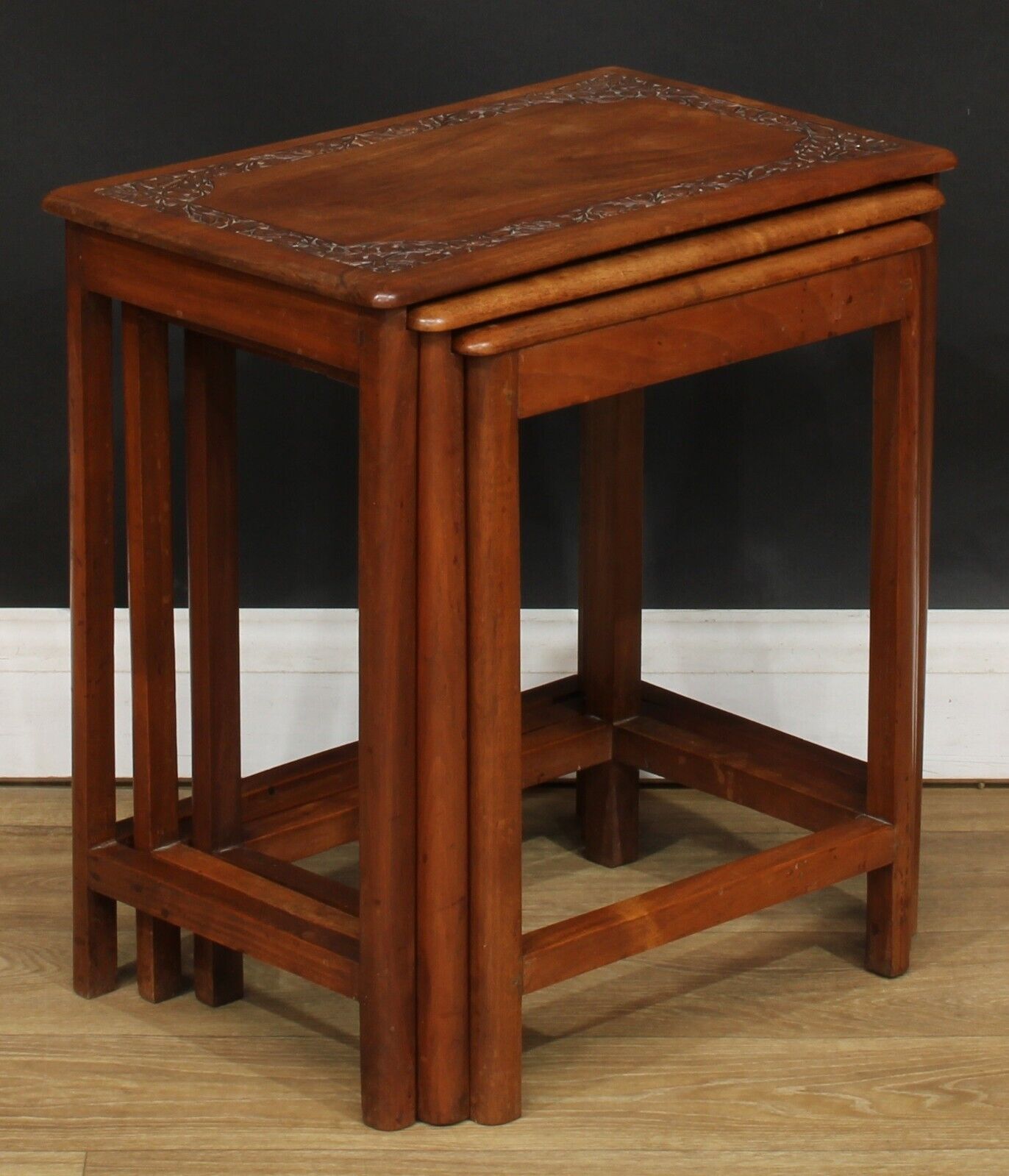 Mid 20th Century Indian Teak Nest Of Three Tables