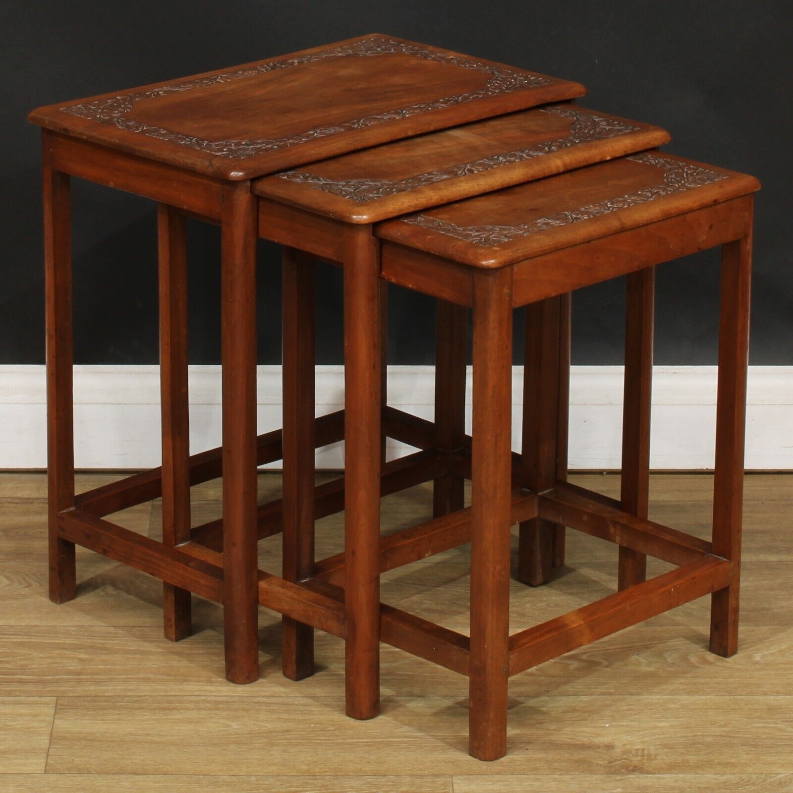 Mid 20th Century Indian Teak Nest Of Three Tables
