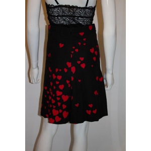 Moschino Black and Red heart print cotton skirt