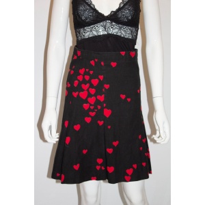 Moschino Black and Red heart print cotton skirt
