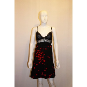 Moschino Black and Red heart print cotton skirt