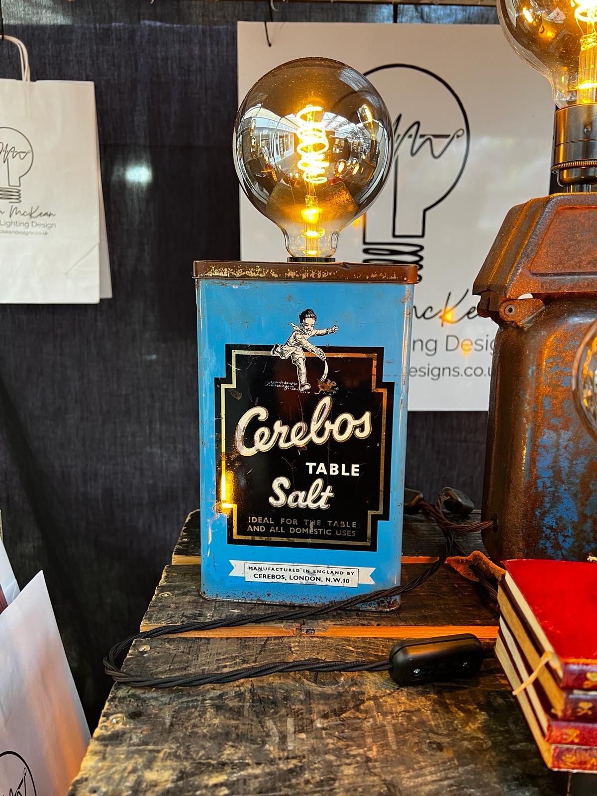 Vintage 1950's Salt Tin light.