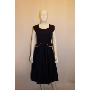 Vintage Horrockses Day Dress in Blue and White