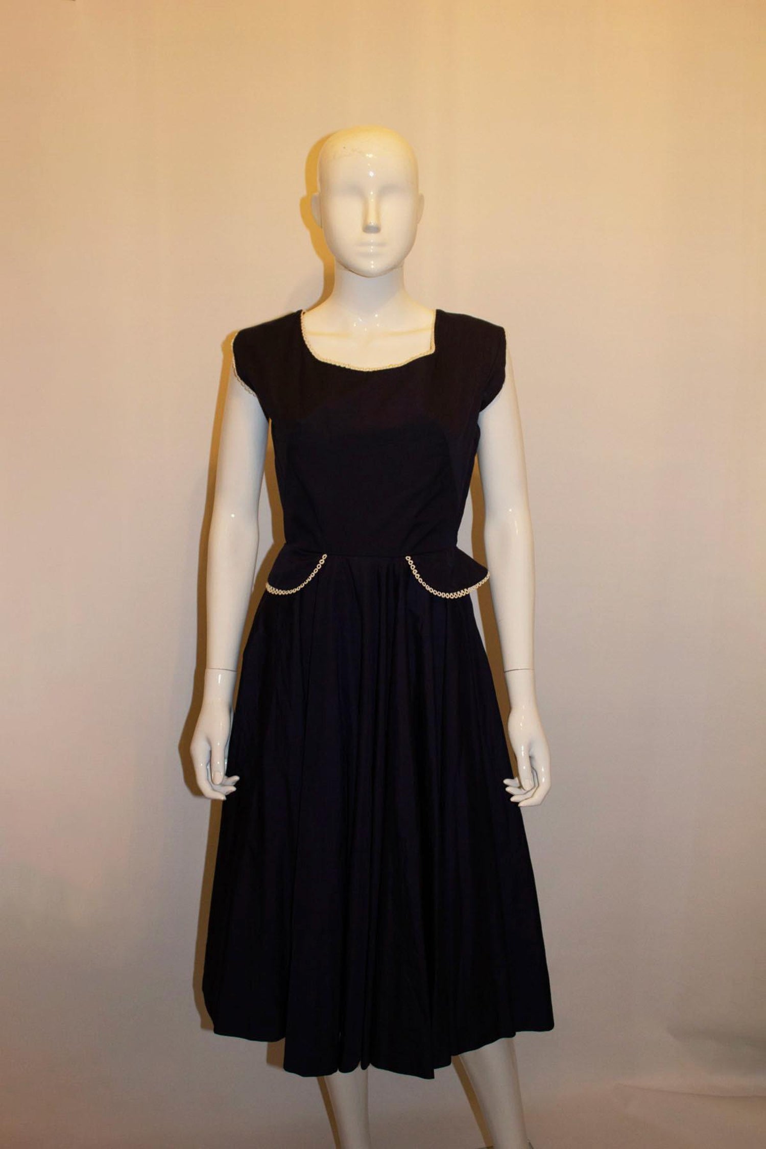 Vintage Horrockses Day Dress in Blue and White