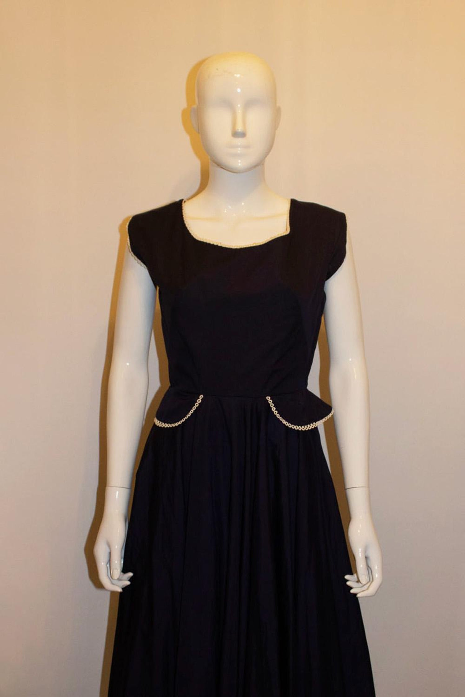 Vintage Horrockses Day Dress in Blue and White
