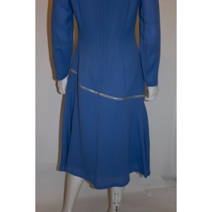 Blue Wool Crepe Couture Dress by Benjamin Friman