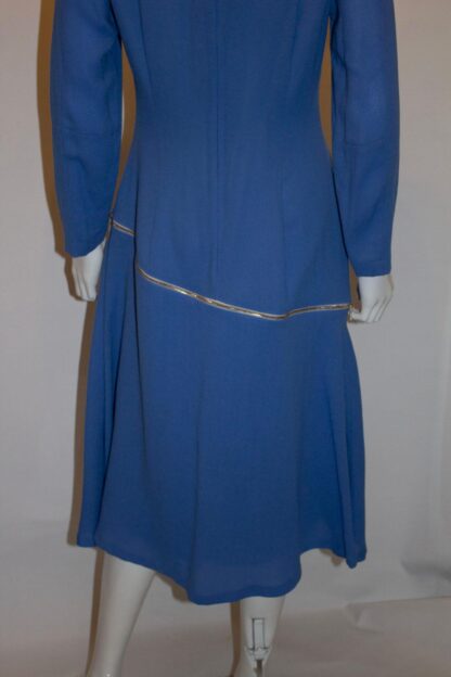 Blue Wool Crepe Couture Dress by Benjamin Friman - Image 5