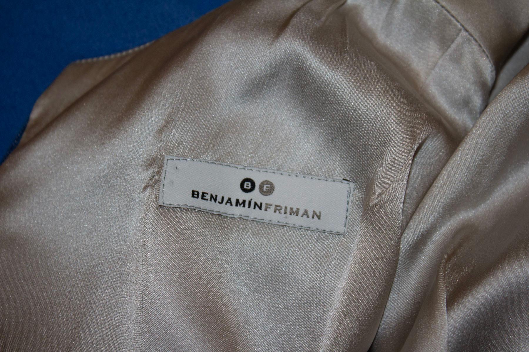 Blue Wool Crepe Couture Dress by Benjamin Friman
