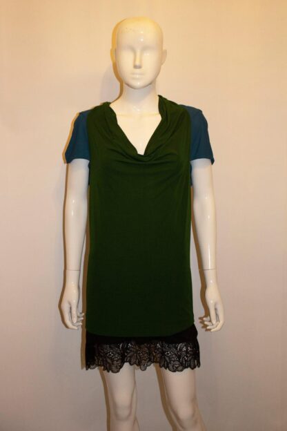 Turquoise and Green Block Colour Top by Roland Mouret - Image 5