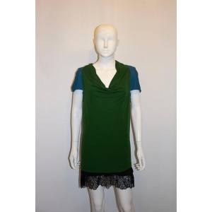 Turquoise and Green Block Colour Top by Roland Mouret