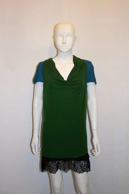 Turquoise and Green Block Colour Top by Roland Mouret - Image 3