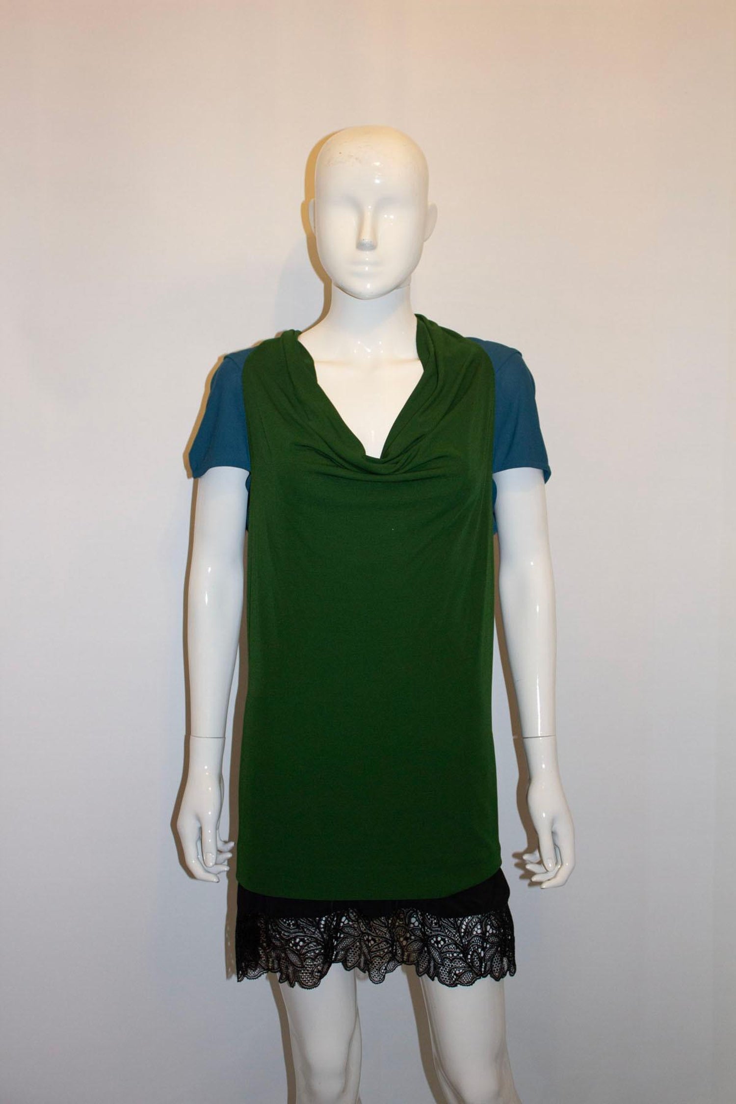 Turquoise and Green Block Colour Top by Roland Mouret