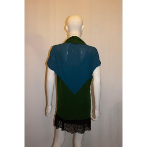 Turquoise and Green Block Colour Top by Roland Mouret