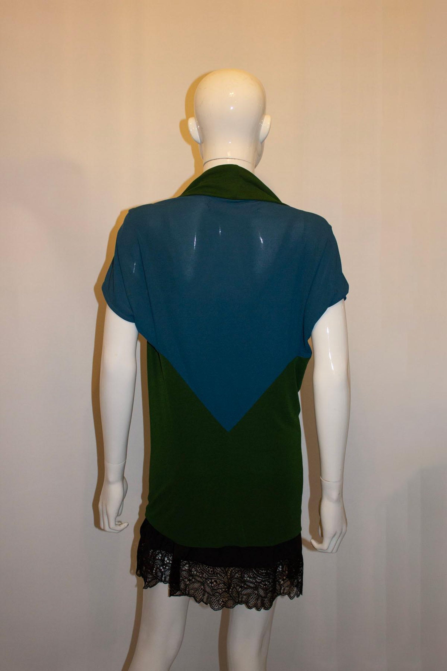 Turquoise and Green Block Colour Top by Roland Mouret