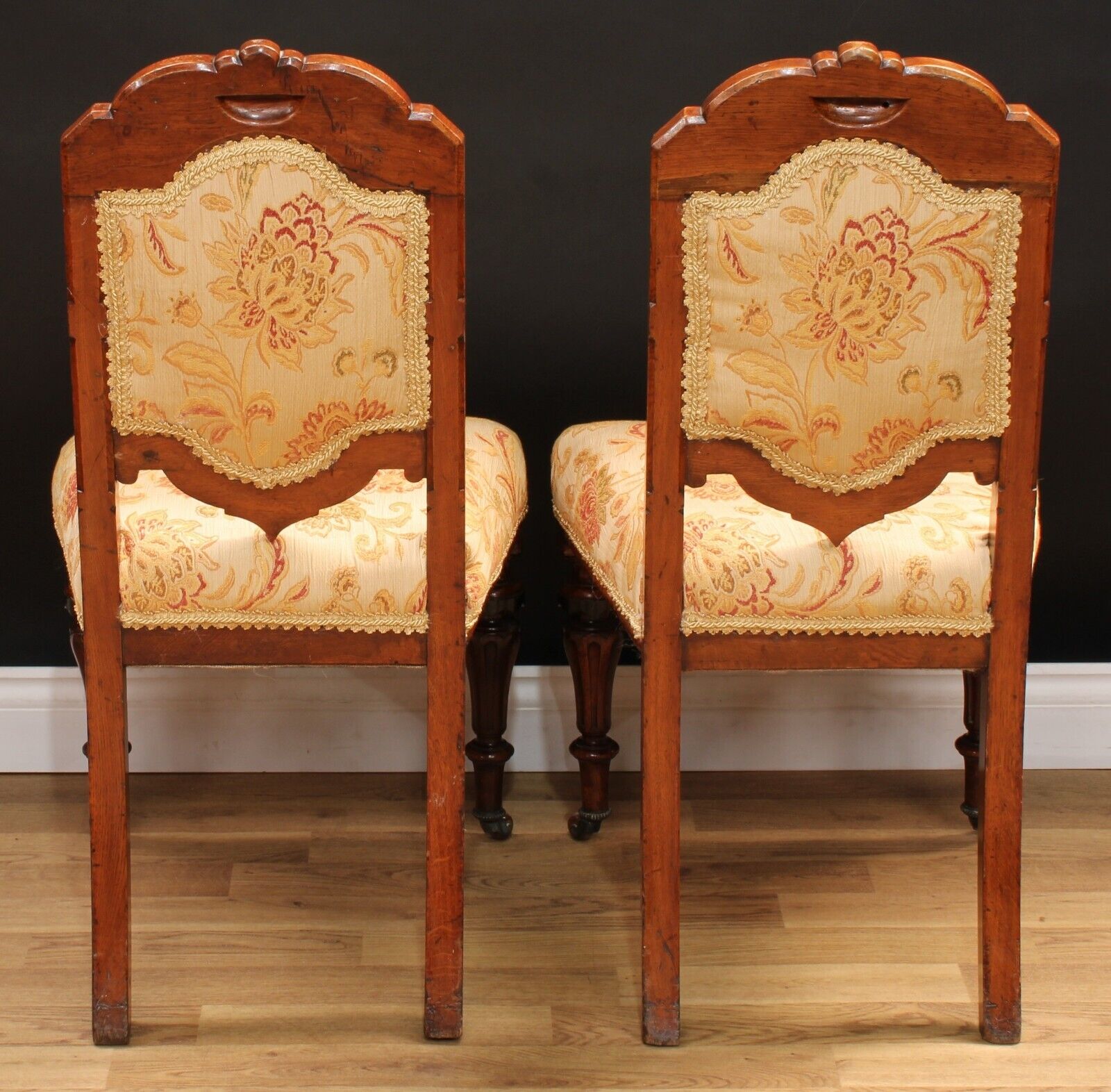 Pair Antique Victorian Oak Hall Chairs Exceptional Quality