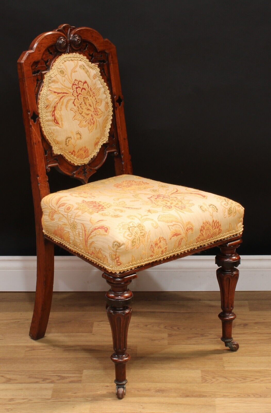 Pair Antique Victorian Oak Hall Chairs Exceptional Quality