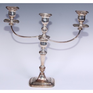 Pair Geo III Old Sheffield Plate Three Light Candelabra