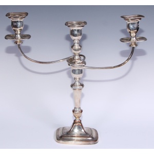 Pair Geo III Old Sheffield Plate Three Light Candelabra