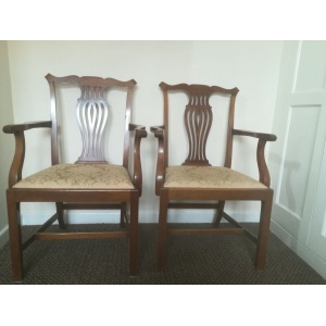 Pair Mahogany Chippendale Revival Carver chairs