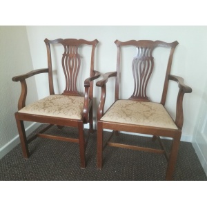 Pair Mahogany Chippendale Revival Carver chairs