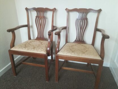 Pair Mahogany Chippendale Revival Carver chairs