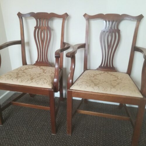 Pair Mahogany Chippendale Revival Carver chairs
