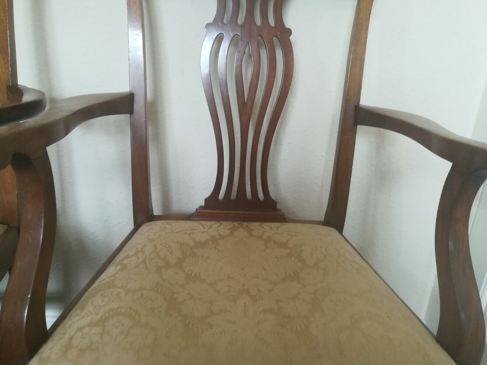 Pair Mahogany Chippendale Revival Carver chairs