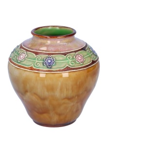 Pair Royal Doulton Vases By Lily Partington