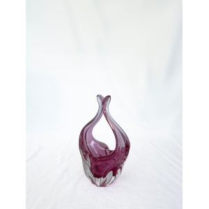 Pink Bohemian Vintage Mid-Century Art Glass Bowl by Chribska Glassworks, Czechoslovakia, 1960s