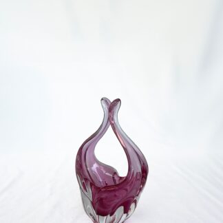 Pink Bohemian Vintage Mid-Century Art Glass Bowl by Chribska Glassworks, Czechoslovakia, 1960s