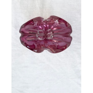 Pink Bohemian Vintage Mid-Century Art Glass Bowl by Chribska Glassworks, Czechoslovakia, 1960s