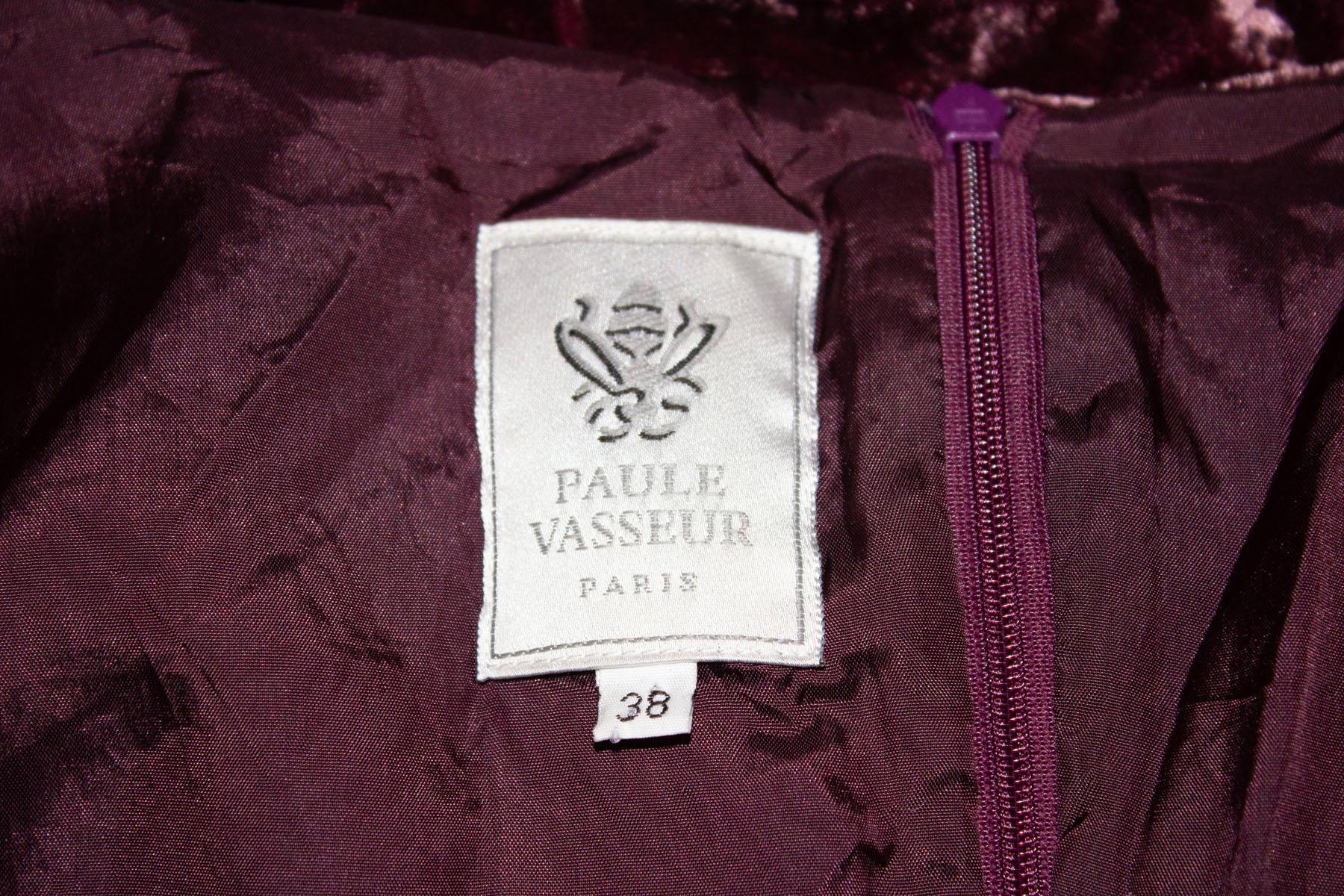 Plum Silk Velvet Dress by Paule Vasseur Paris