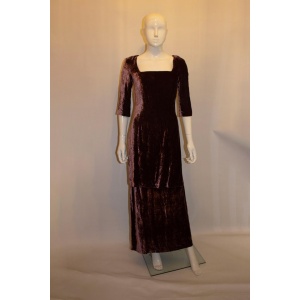 Plum Silk Velvet Dress by Paule Vasseur Paris