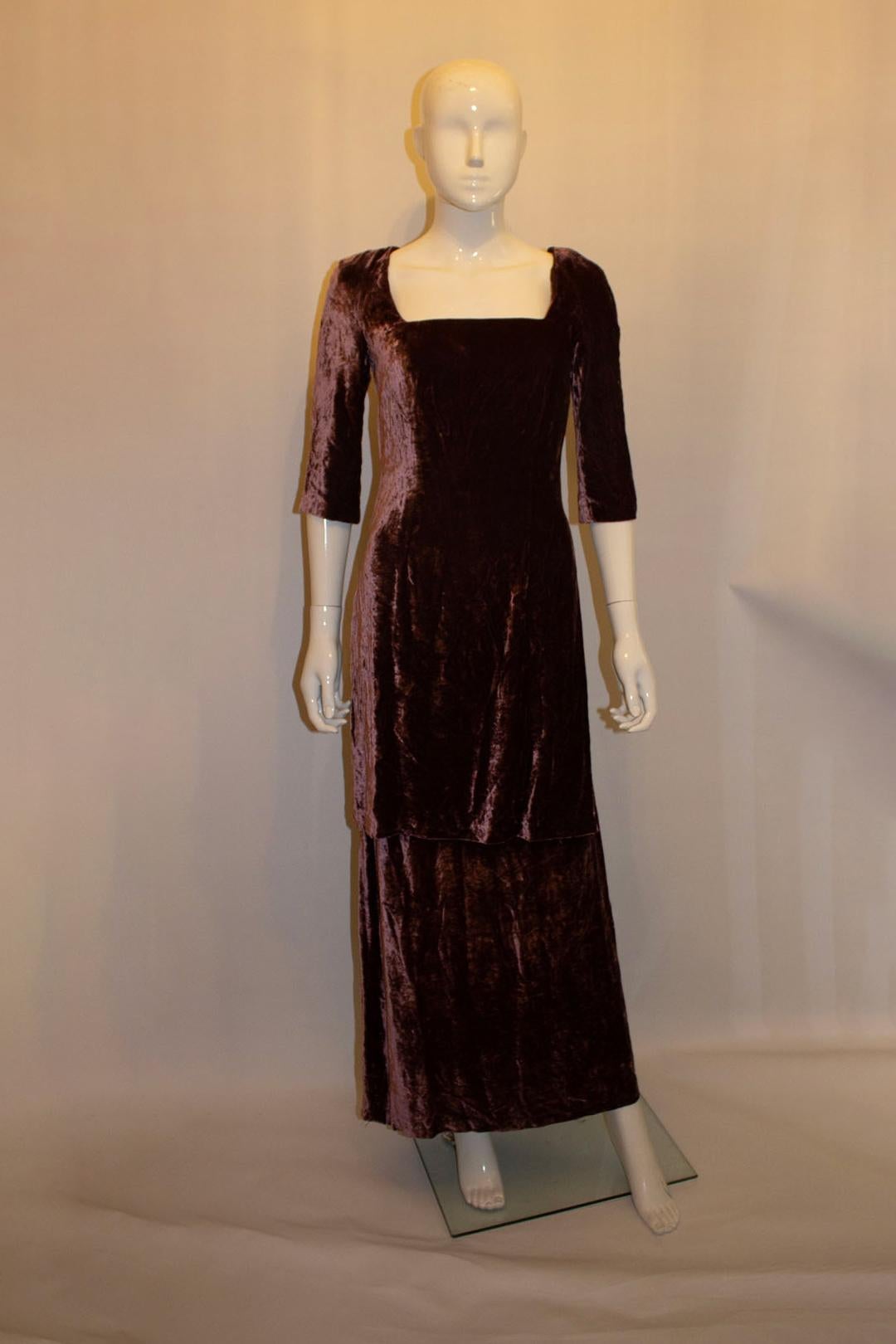 Plum Silk Velvet Dress by Paule Vasseur Paris