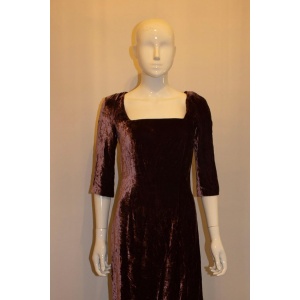 Plum Silk Velvet Dress by Paule Vasseur Paris