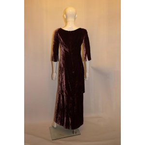 Plum Silk Velvet Dress by Paule Vasseur Paris