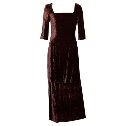 Plum Silk Velvet Dress by Paule Vasseur Paris
