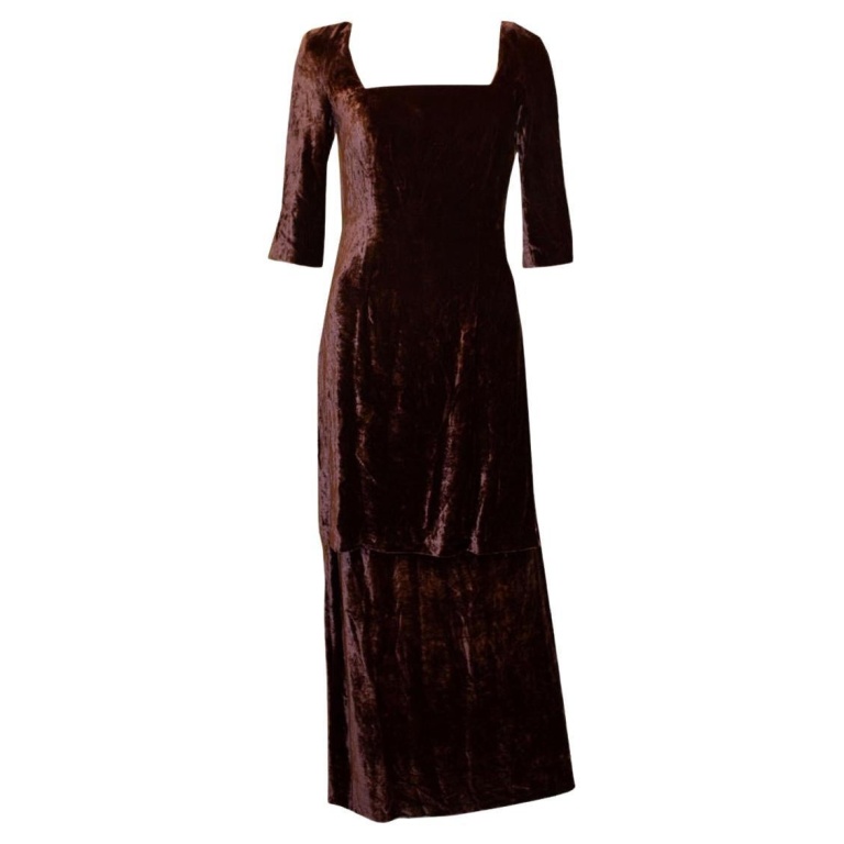 Plum Silk Velvet Dress by Paule Vasseur Paris