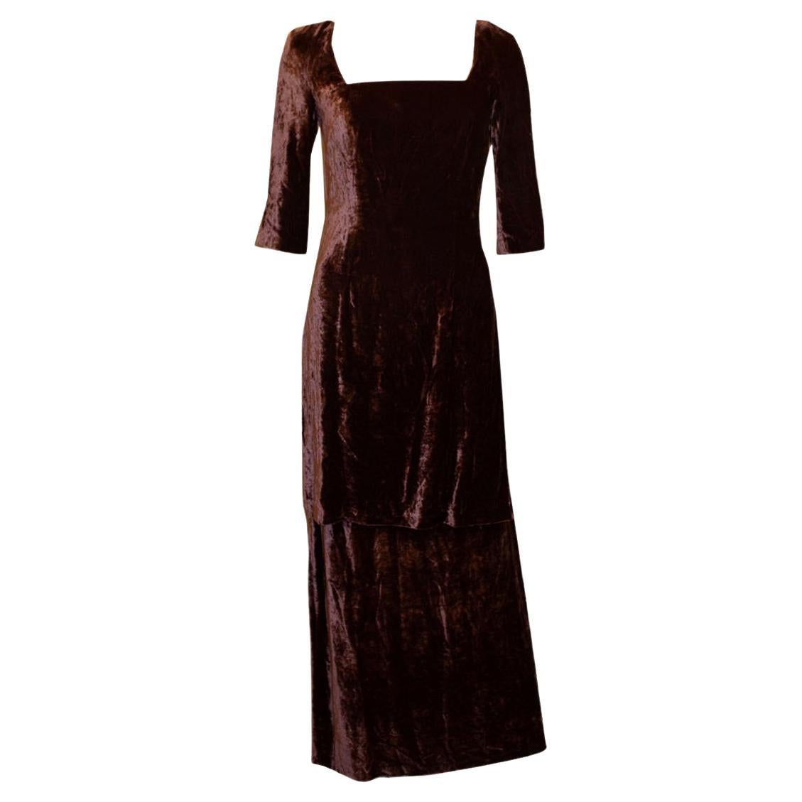 Plum Silk Velvet Dress by Paule Vasseur Paris