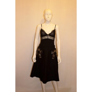 Prada, wonderful embellished Black wool skirt