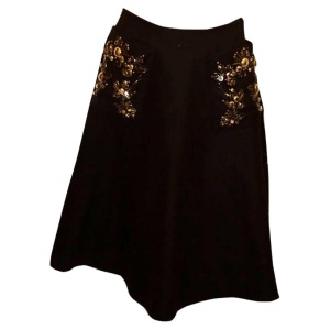 Prada, wonderful embellished Black wool skirt