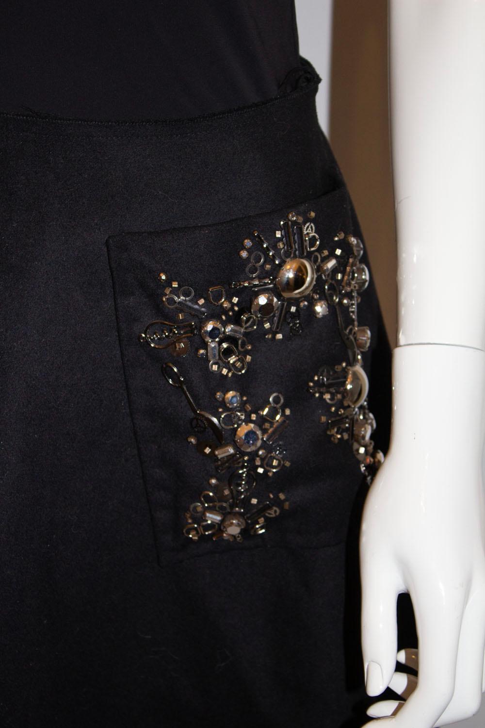 Prada, wonderful embellished Black wool skirt