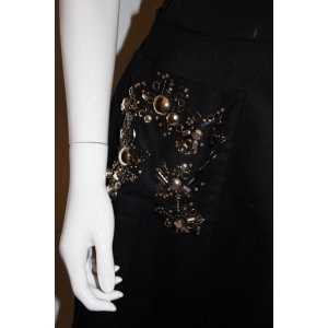 Prada, wonderful embellished Black wool skirt