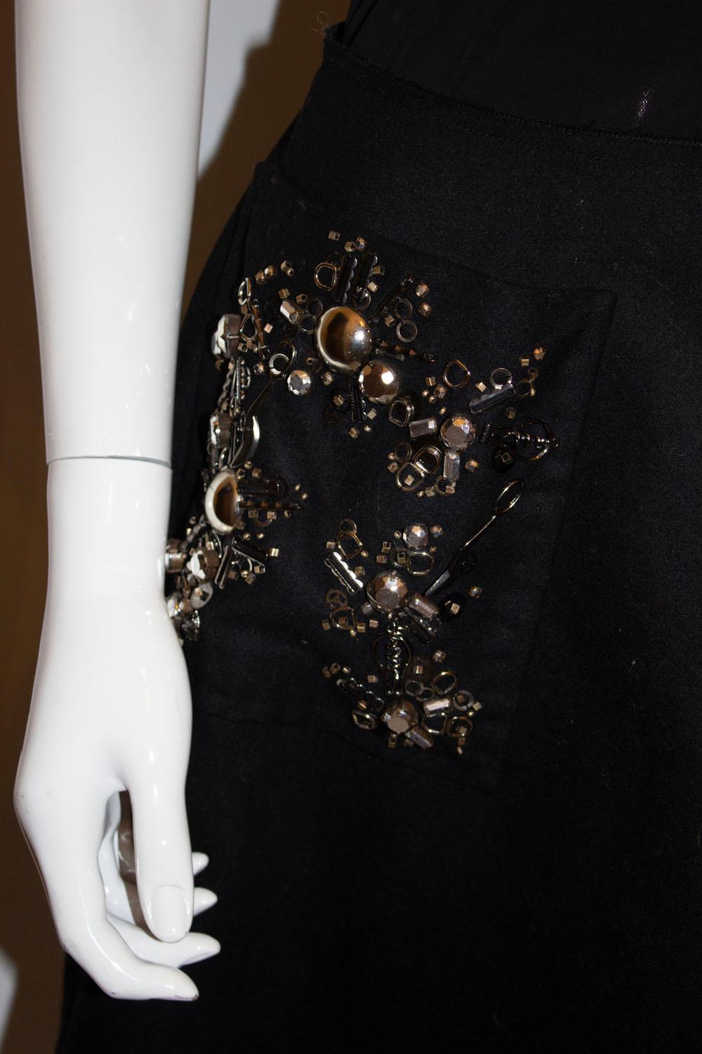 Prada, wonderful embellished Black wool skirt