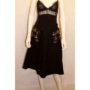 Prada, wonderful embellished Black wool skirt